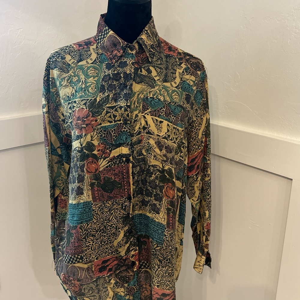 Express Vibrant Patterned Button Down Shirt - Picture 1 of 4